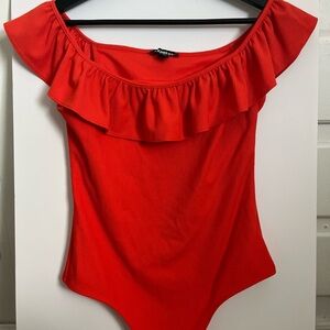 Express Red Off-Shoulder Bodysuit